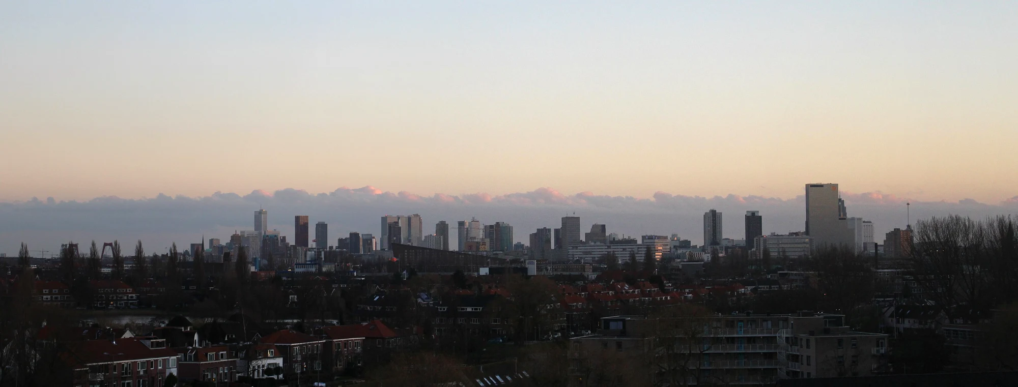 Rotterdam skyline viewed from Schiebroek, the Netherlands